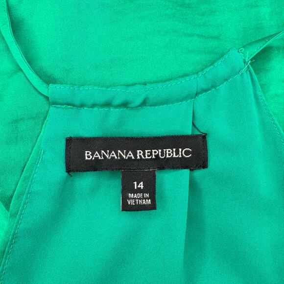 Banana Republic Kelly Green Halter Dress 14 High Low Pockets Lined Sleeveless - Picture 10 of 12